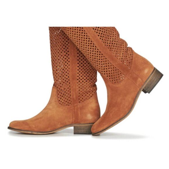 NWT LIBERTY ROCK Women's Tall Brown Punch Out Western Boot Size 7 - Picture 1 of 9